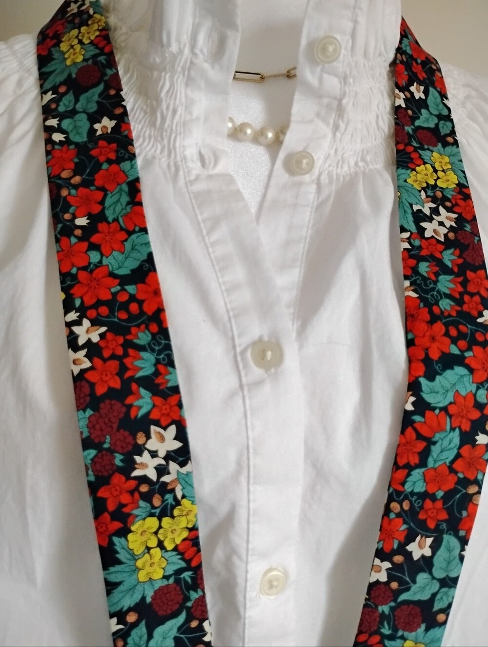 Liberty Art Fabric Tana Lawn Super Skinny Scarf Harvest Berry Colorful Floral - Picture 8 of 13